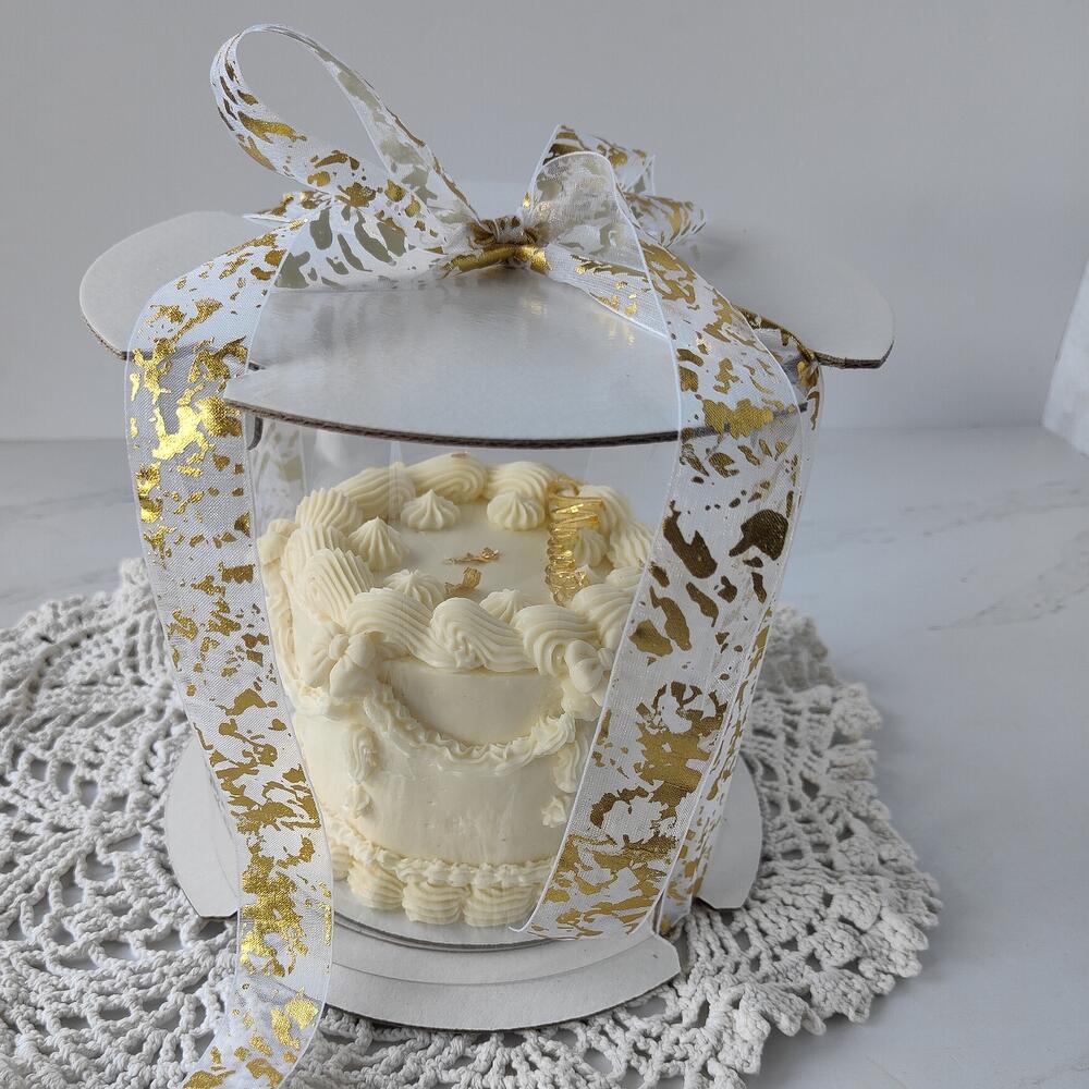 Бенто-торт Ламбет (рюши, белые бантики) день рождения/свадьба