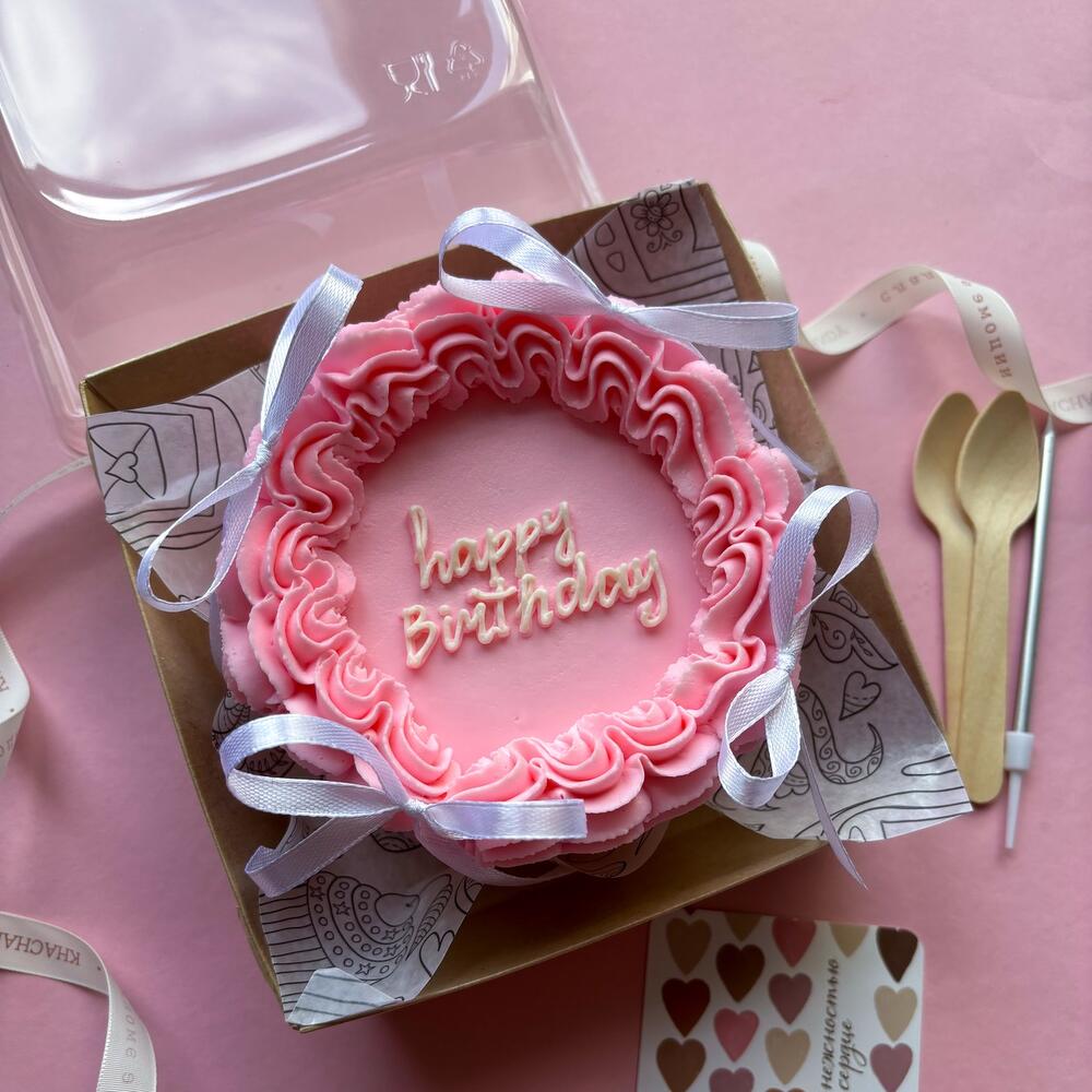 Бенто торт Ламбет с бантиками и рюшками девушке, сестре, подруге, коллеге, любимой