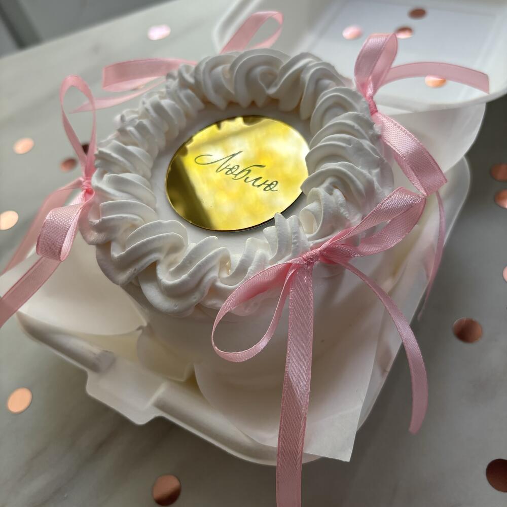 Бенто торт ламбет с рюшами и бантиками для девочки, как в пинтерест, нежный