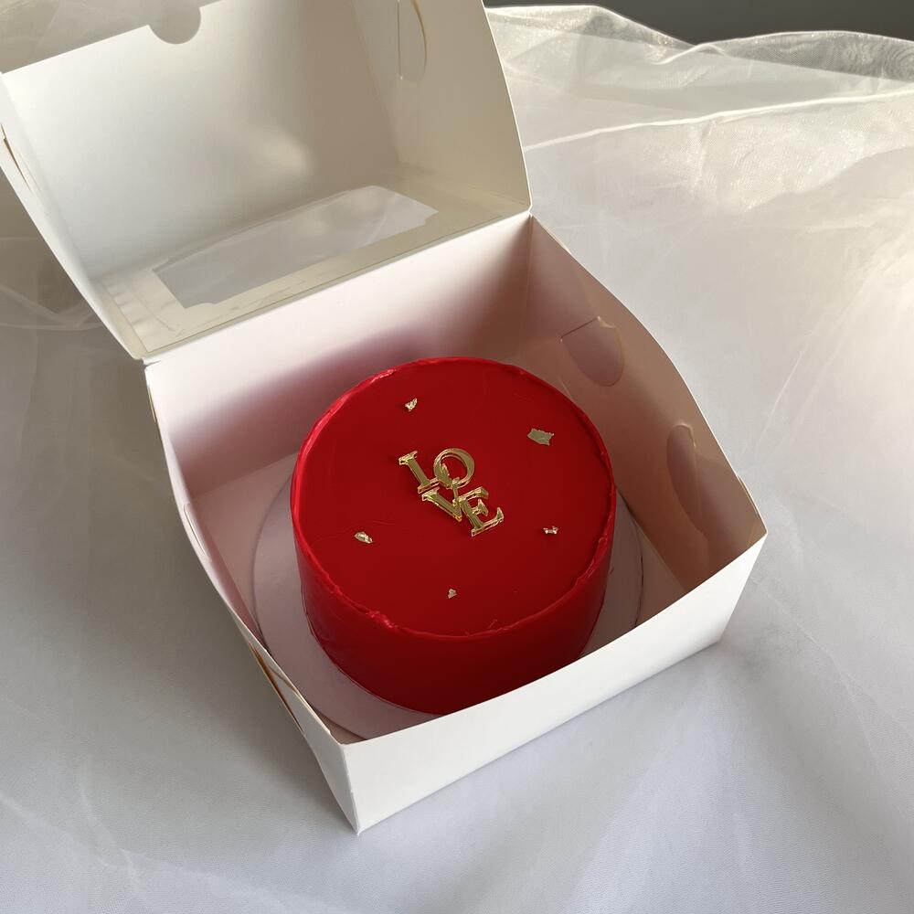 Бенто-торт love красный с топпером