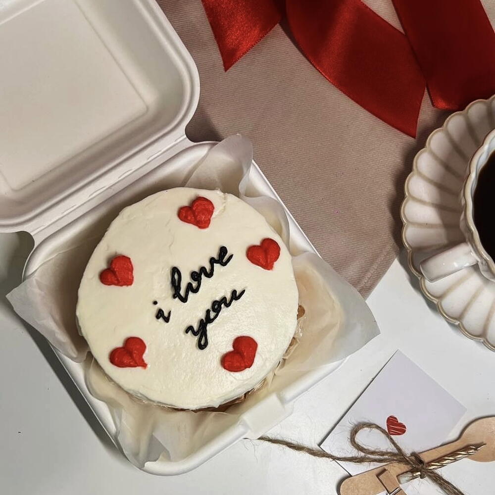 Бенто торт "love you" на 14 февраля