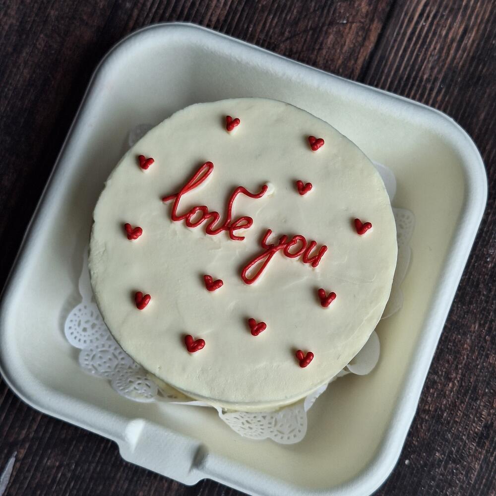 Бенто торт love you с сердечками
