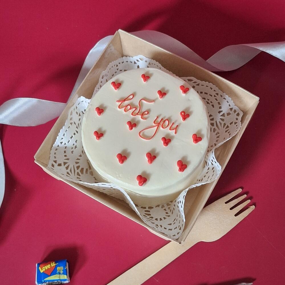 Бенто торт love you с сердечками