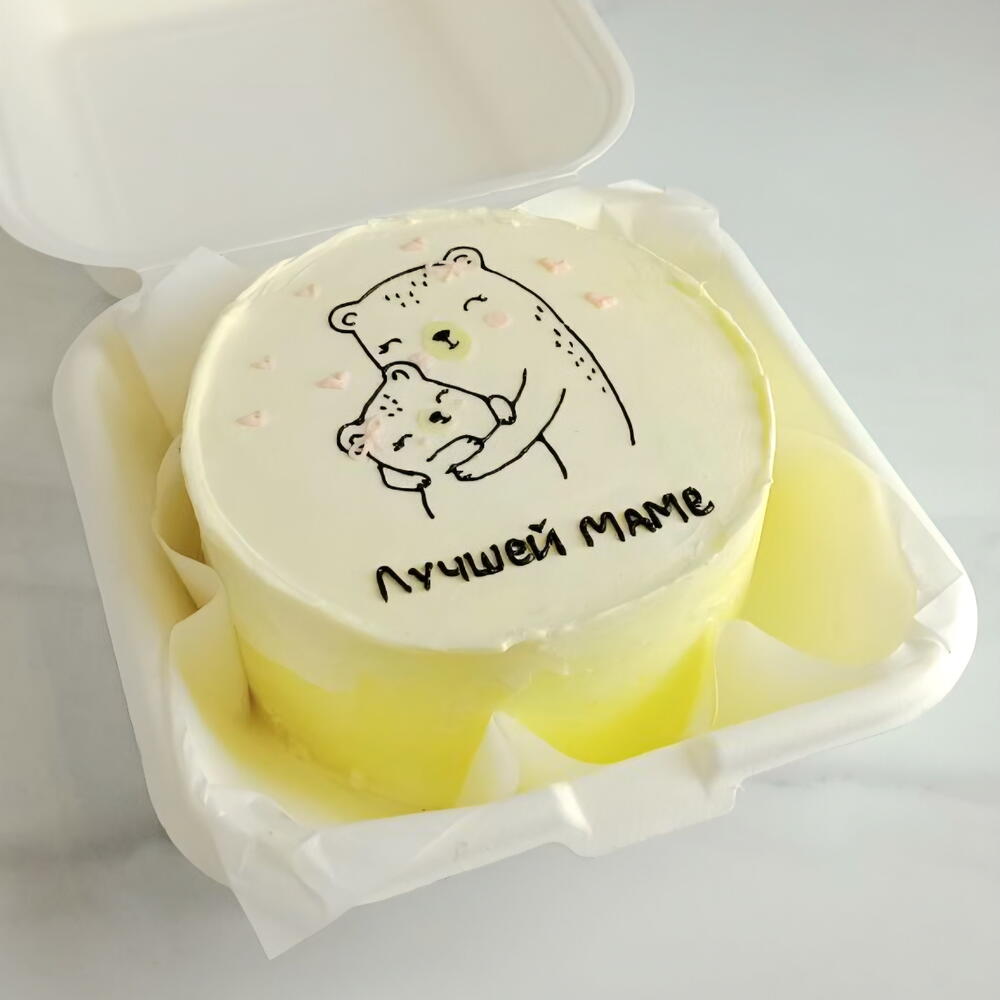 Бенто торт "Лучшей маме", на день Матери, мишки