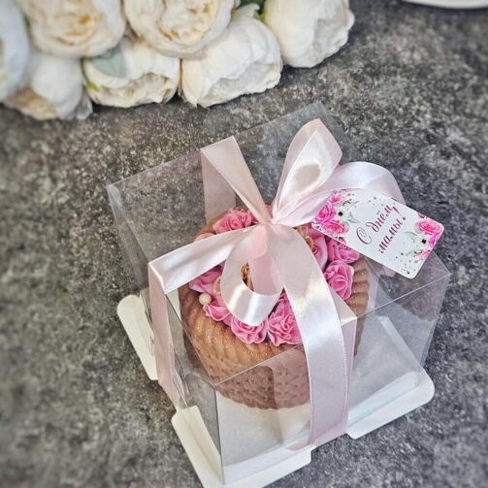 Бенто торт "Любимой маме" корзина с цветами