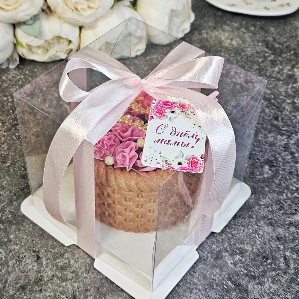 Бенто торт "Любимой маме" корзина с цветами