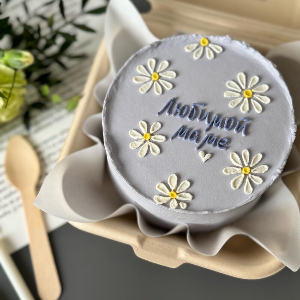 Бенто торт «Любимой маме» с ромашками