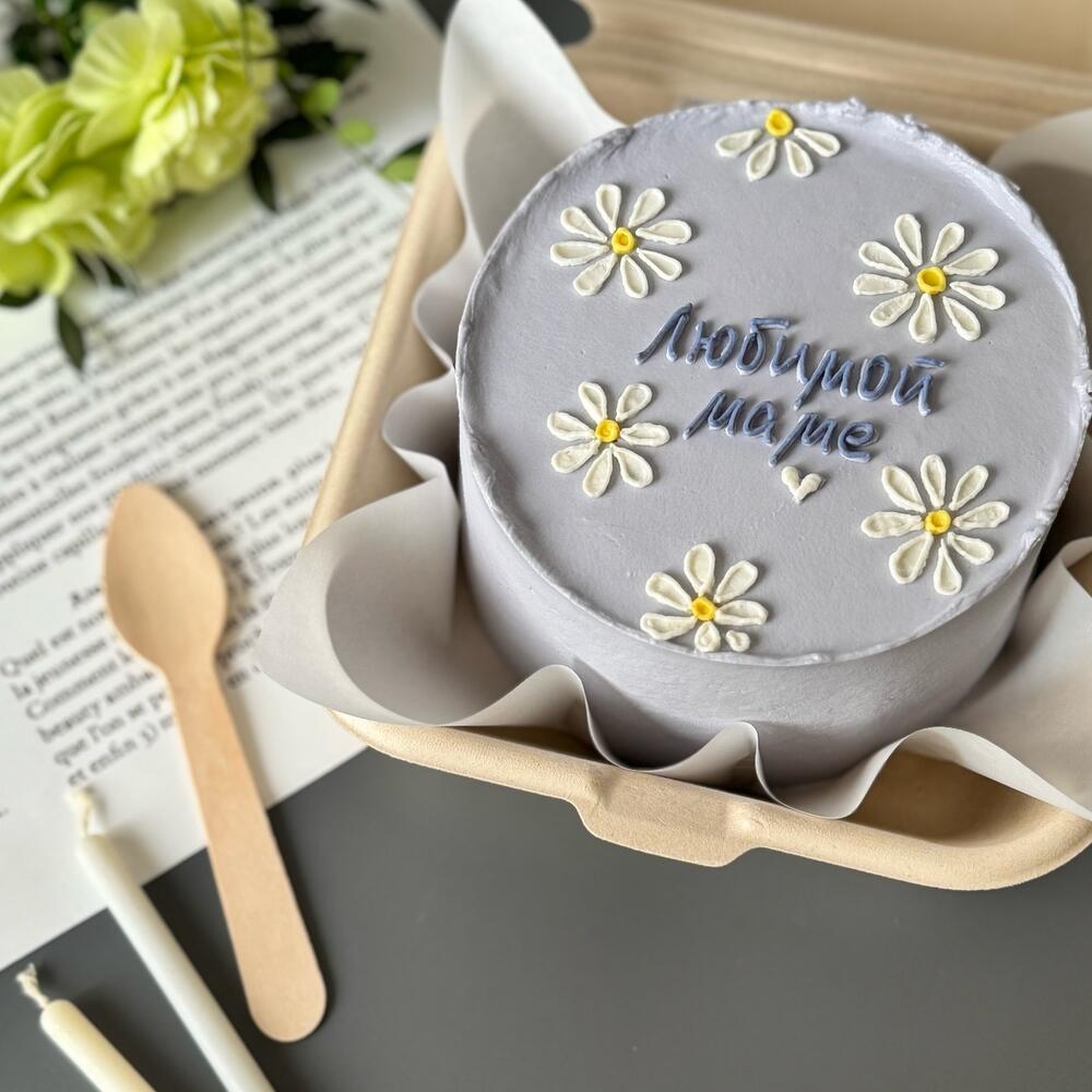 Бенто торт «Любимой маме» с ромашками