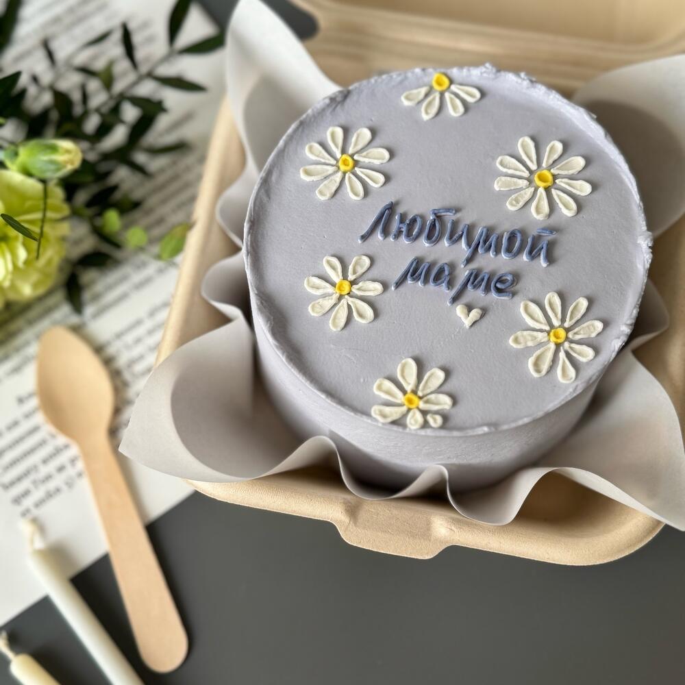 Бенто торт «Любимой маме» с ромашками