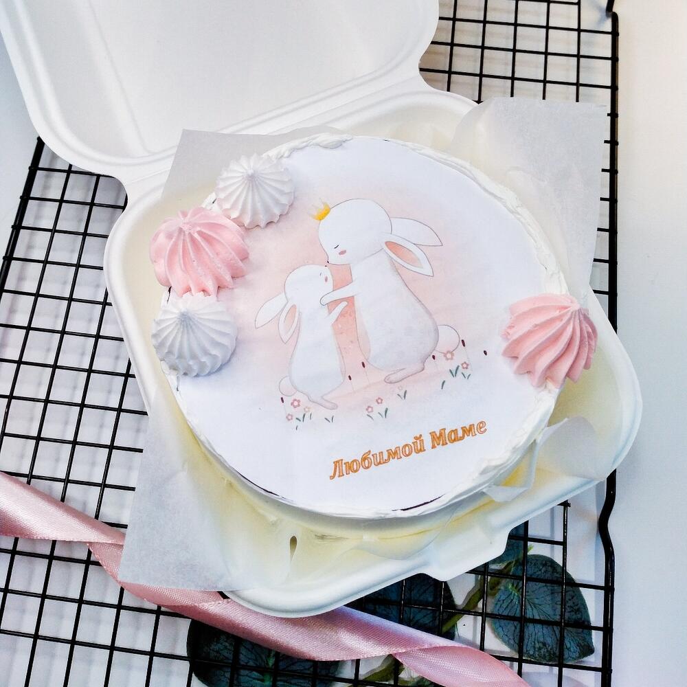 Бенто торт "Любимой маме" с сахарной печатью (подарок на день матери)