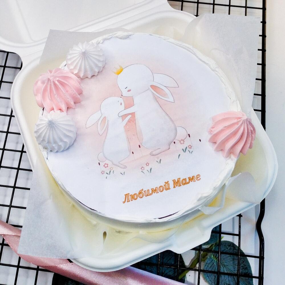 Бенто торт "Любимой маме" с сахарной печатью (подарок на день матери)