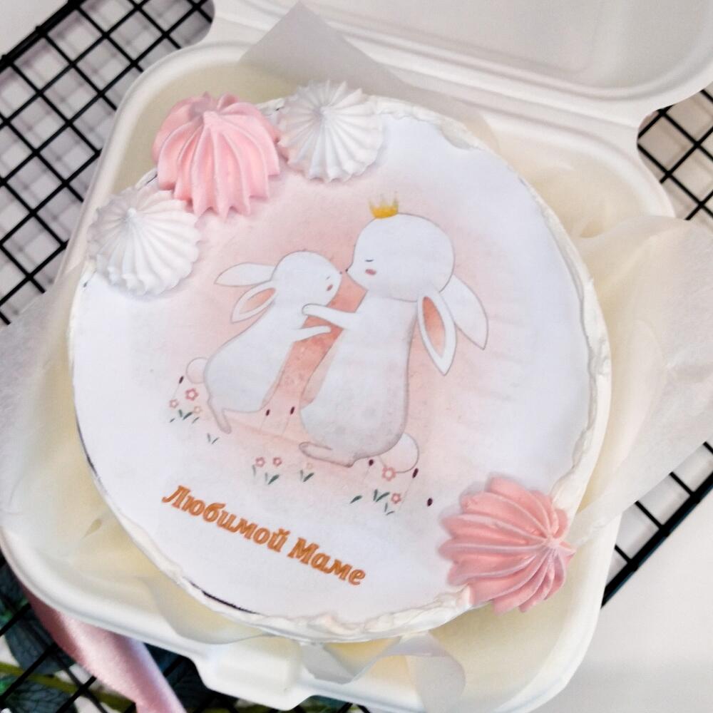 Бенто торт "Любимой маме" с сахарной печатью (подарок на день матери)