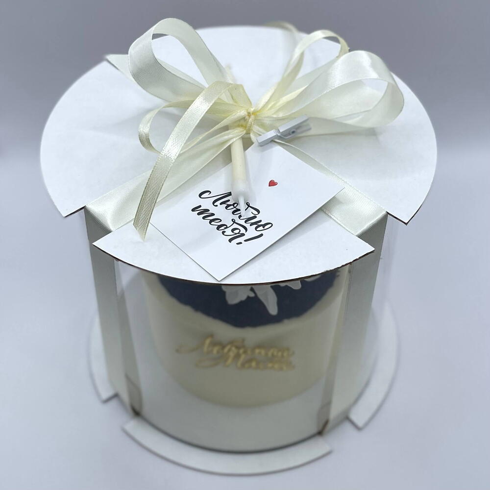 Бенто торт "Любимой Маме" с живыми цветами XL 700гр