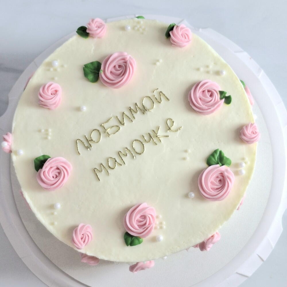 Бенто торт "Любимой мамочке" маме, на день Матери с цветочками