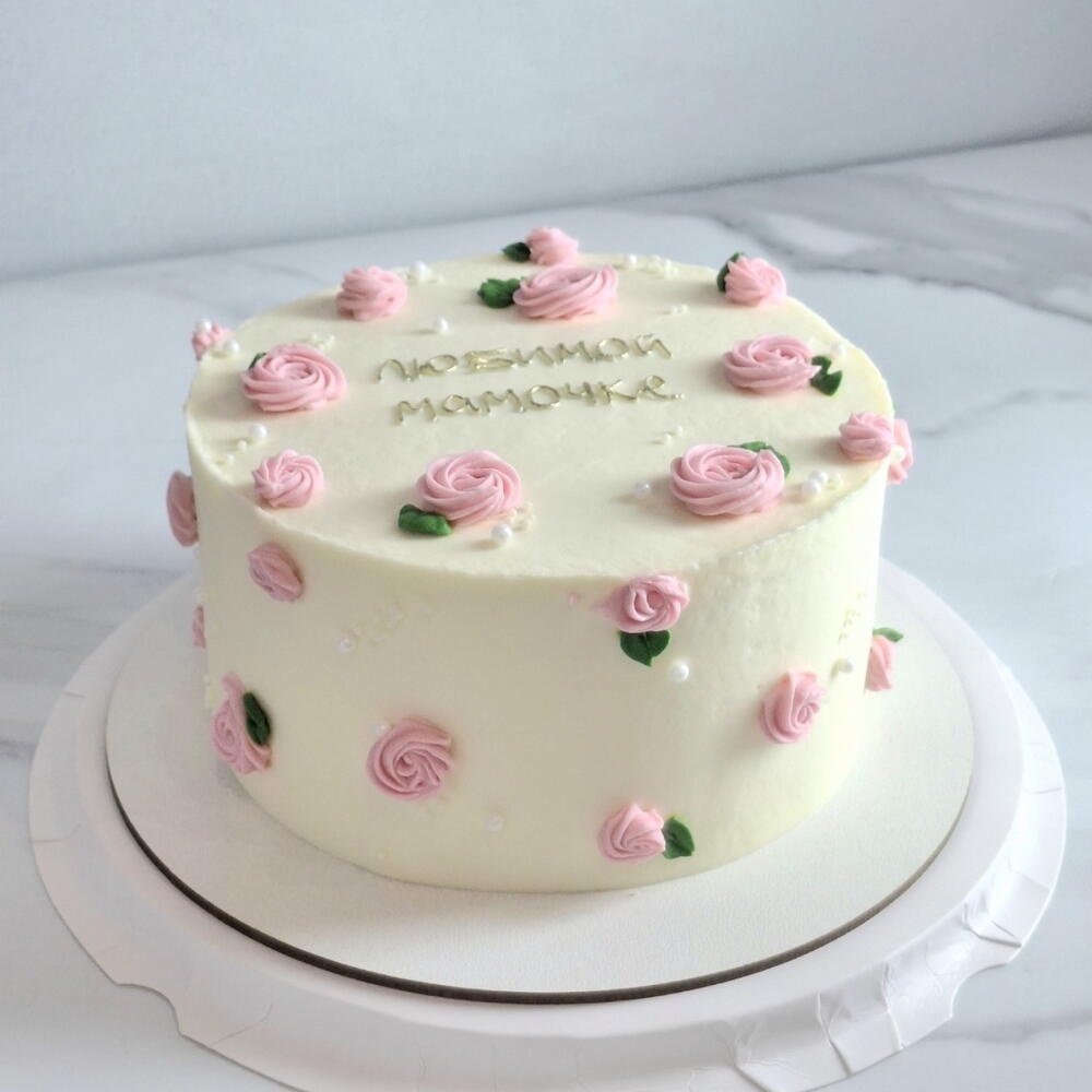 Бенто торт "Любимой мамочке" маме, на день Матери с цветочками