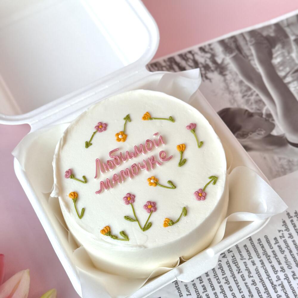 Бенто торт Любимой мамочке с цветочками