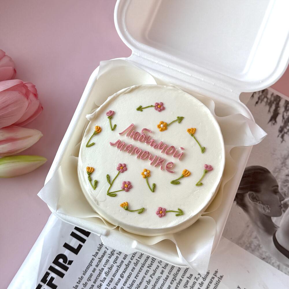 Бенто торт Любимой мамочке с цветочками