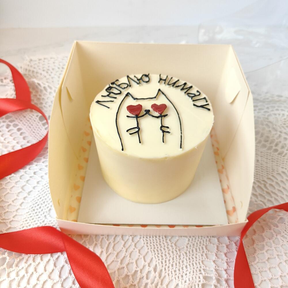 Бенто торт "Люблю нимагу" с котом на 14 февраля