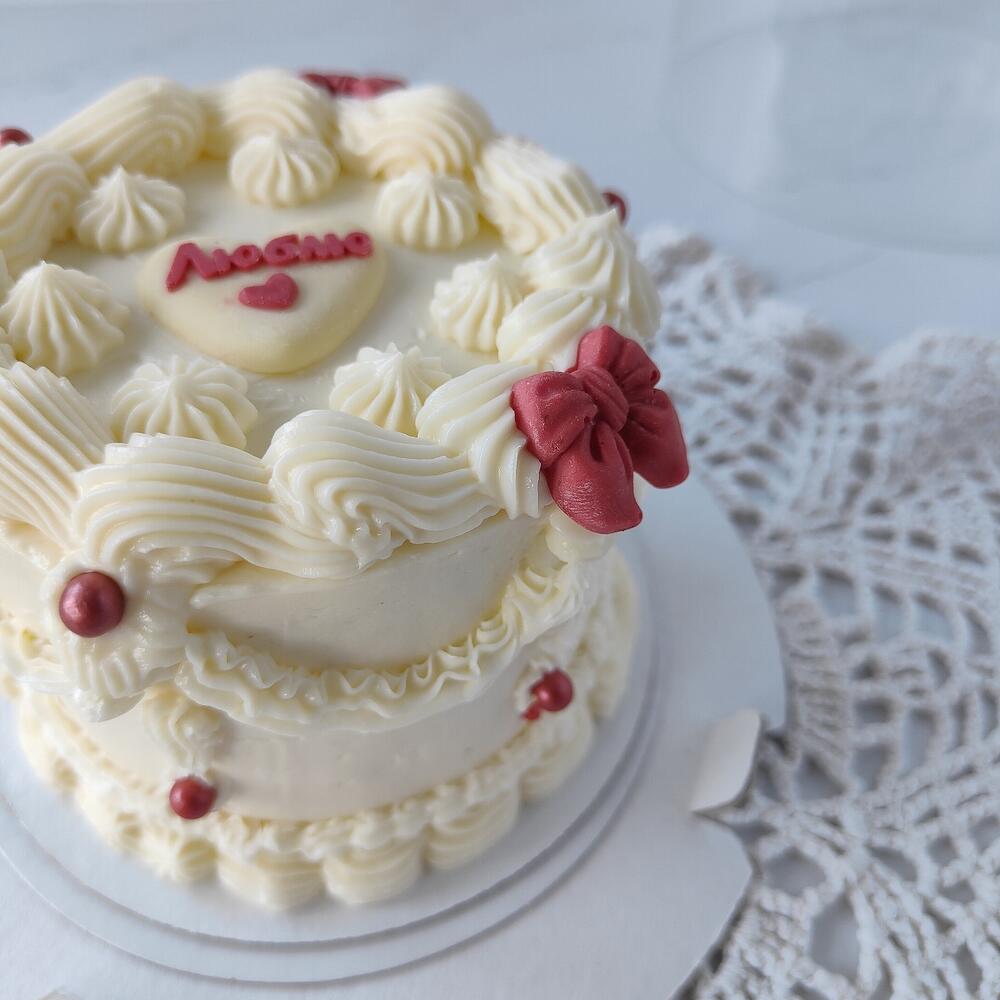 Бенто-торт Люблю "рюши и красные бантики" девушке/жене/маме