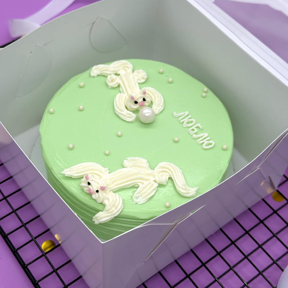 Бенто торт "Люблю" с котиками в подарок на День рождения близкому человеку