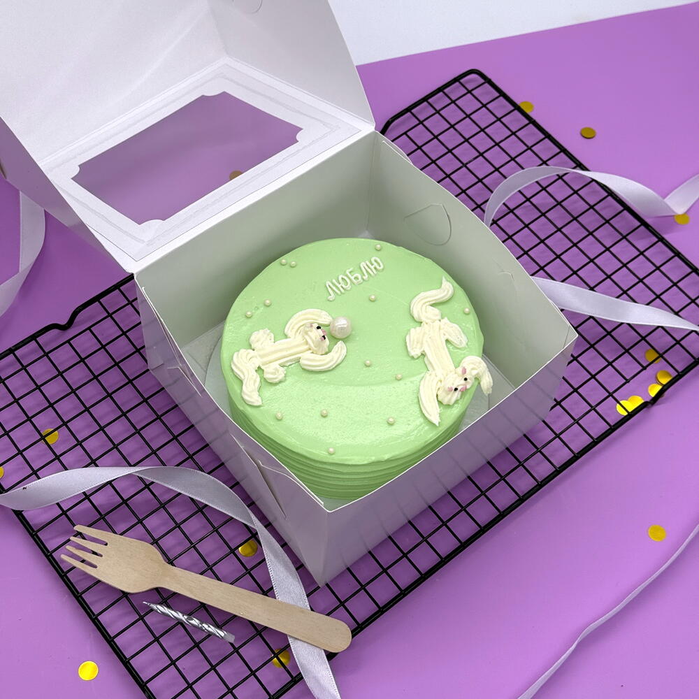 Бенто торт "Люблю" с котиками в подарок на День рождения близкому человеку