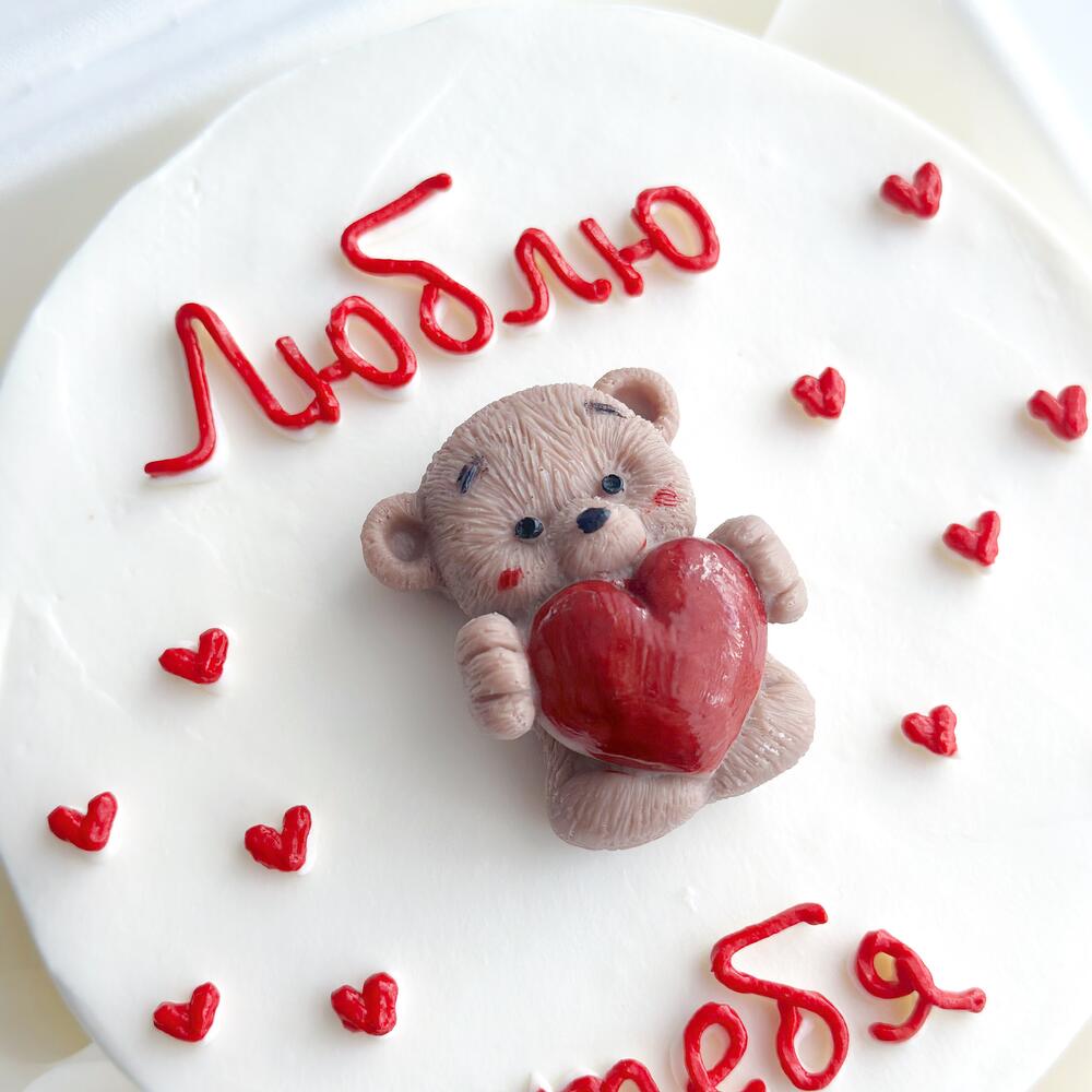 Бенто торт «люблю тебя» шоколадный мишка с сердцем