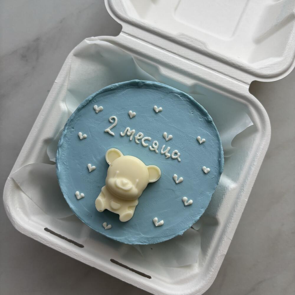 Бенто торт мальчику, ребенку на 2 месяца с мишкой