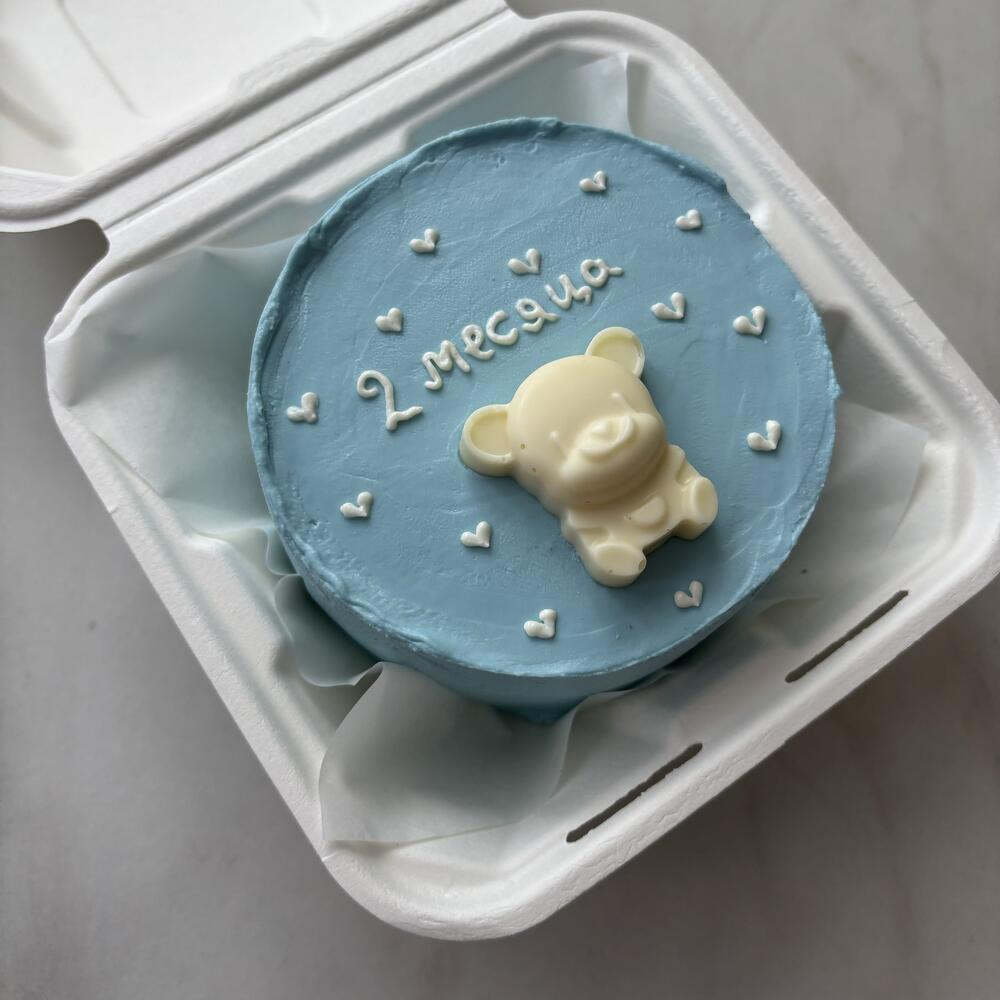 Бенто торт мальчику, ребенку на 2 месяца с мишкой