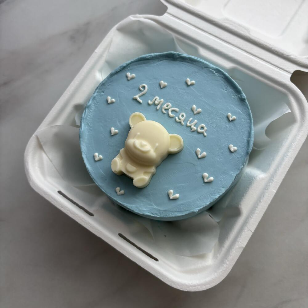 Бенто торт мальчику, ребенку на 2 месяца с мишкой