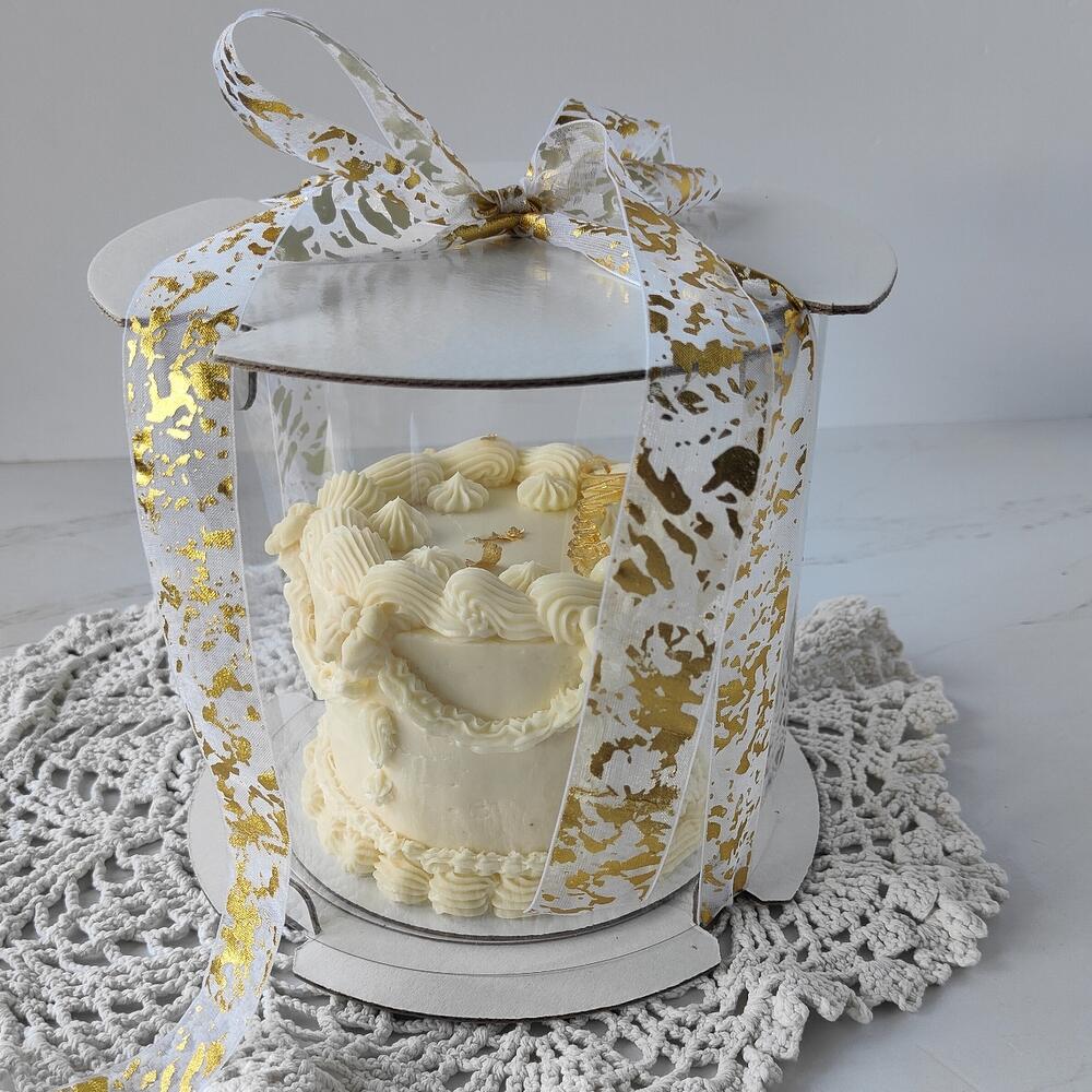 Бенто торт Маме Белый с золотом