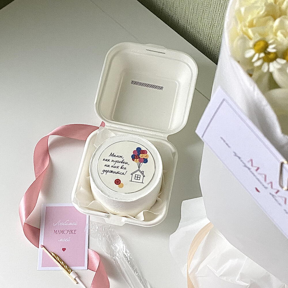 Бенто торт маме «Мамы, как пуговки, на них всё держится!»