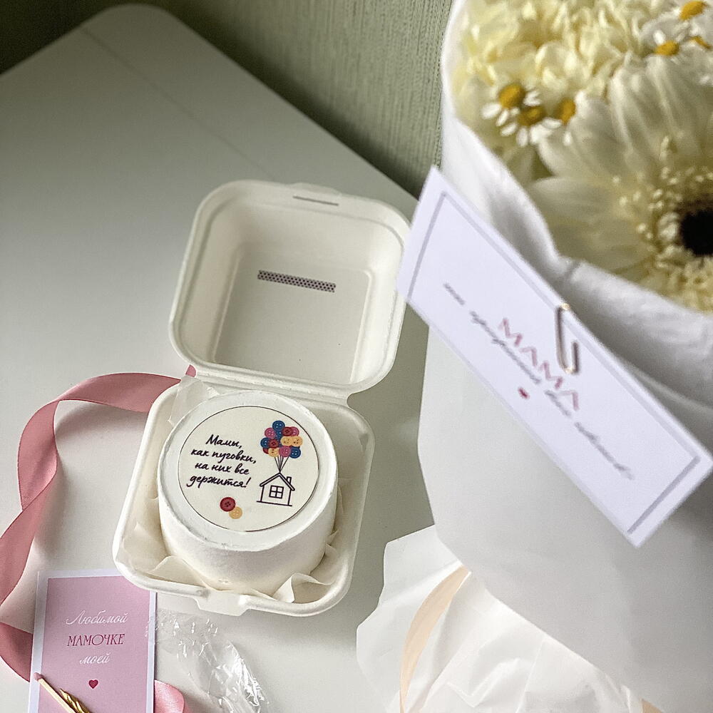 Бенто торт маме «Мамы, как пуговки, на них всё держится!»