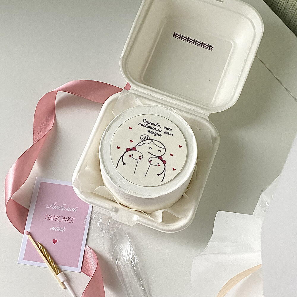 Бенто торт маме от дочек «Спасибо, что посвятила нам жизнь»