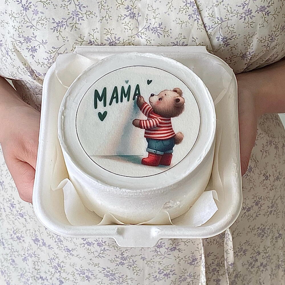 Бенто торт маме с мишкой и надписью мама