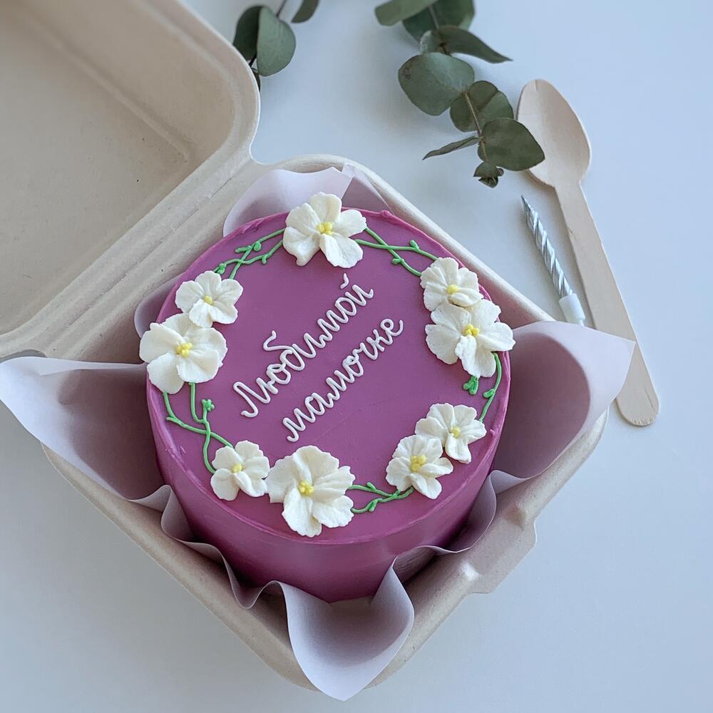 Бенто торт Маме с цветочками