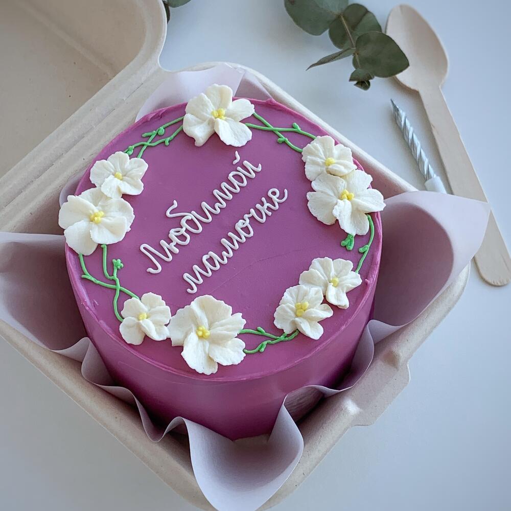 Бенто торт Маме с цветочками