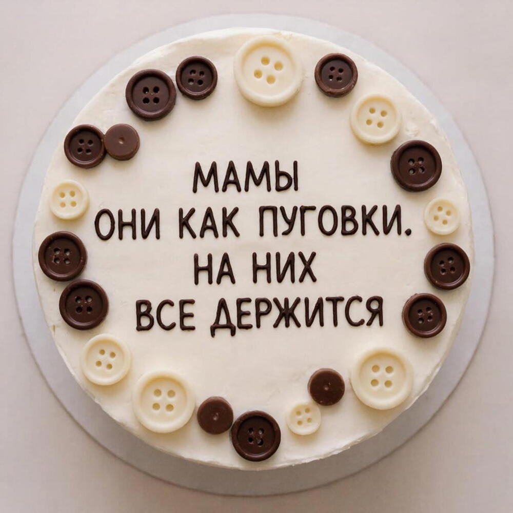 Бенто торт "МАМЫ ОНИ КАК ПУГОВКИ НА НИХ ВСЕ ДЕРЖИТСЯ"