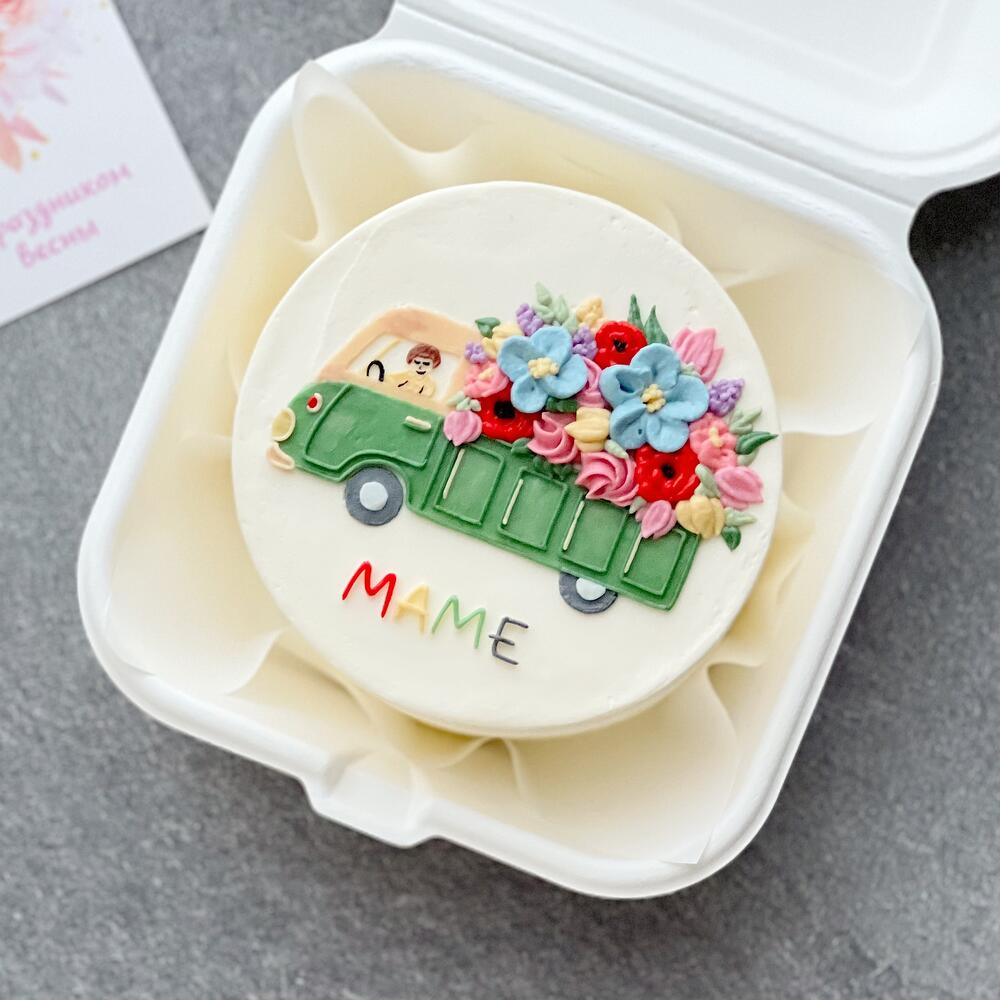 Бенто-торт «Машина с цветами»