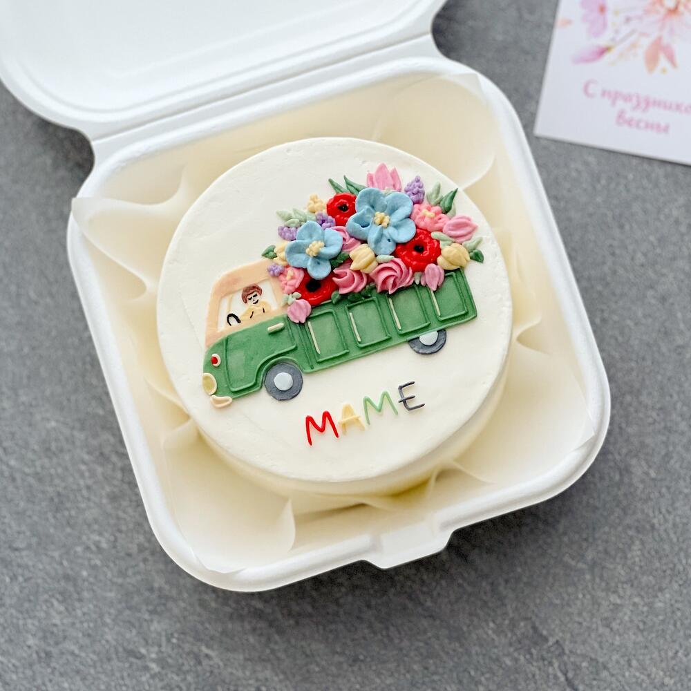 Бенто-торт «Машина с цветами»