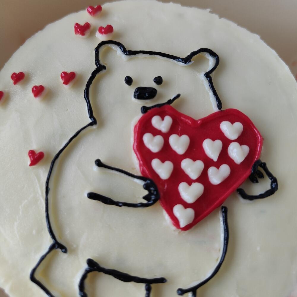 Бенто торт "Медведь с сердечком" на 14 февраля
