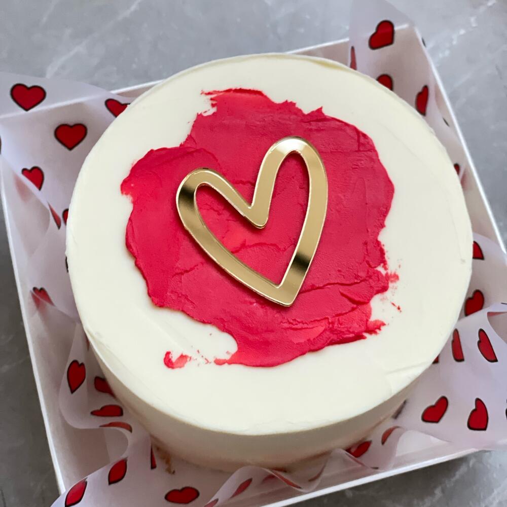 Бенто торт минимализм сердце на 14 февраля День влюбленных