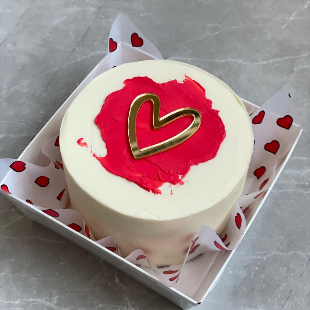 Бенто торт минимализм сердце на 14 февраля День влюбленных