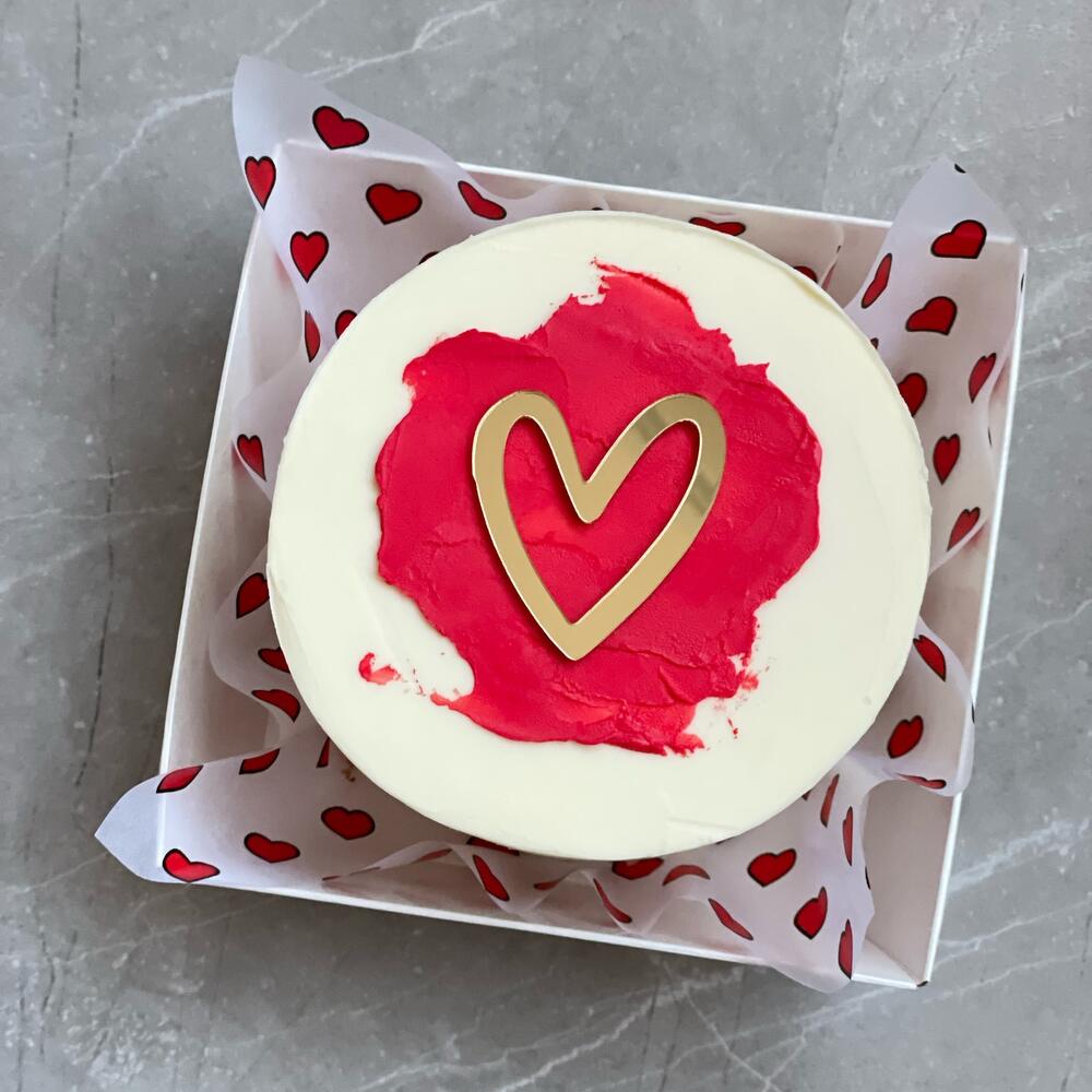 Бенто торт минимализм сердце на 14 февраля День влюбленных