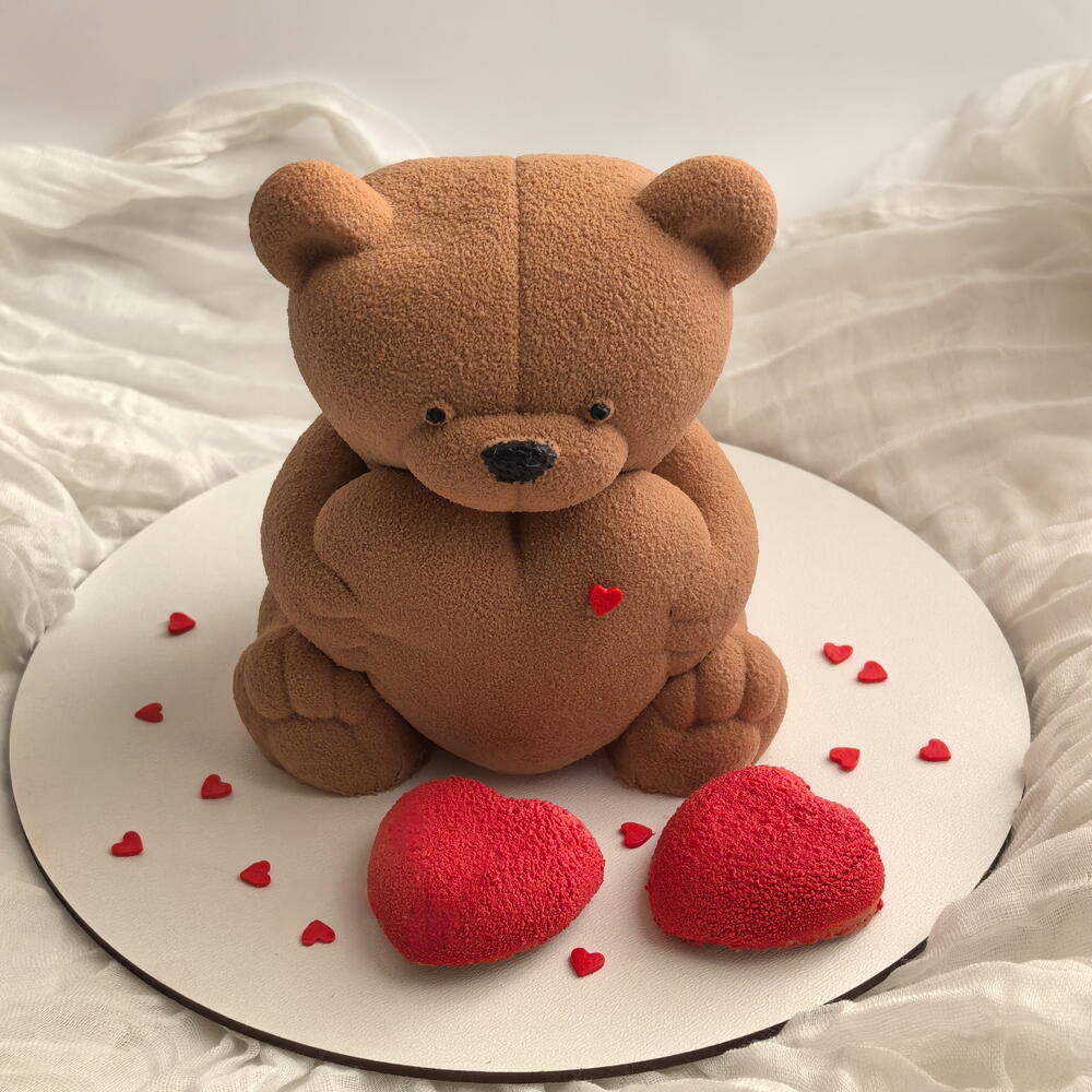 Бенто-торт Мишка с сердечком ️ "Шоколадное мороженое"