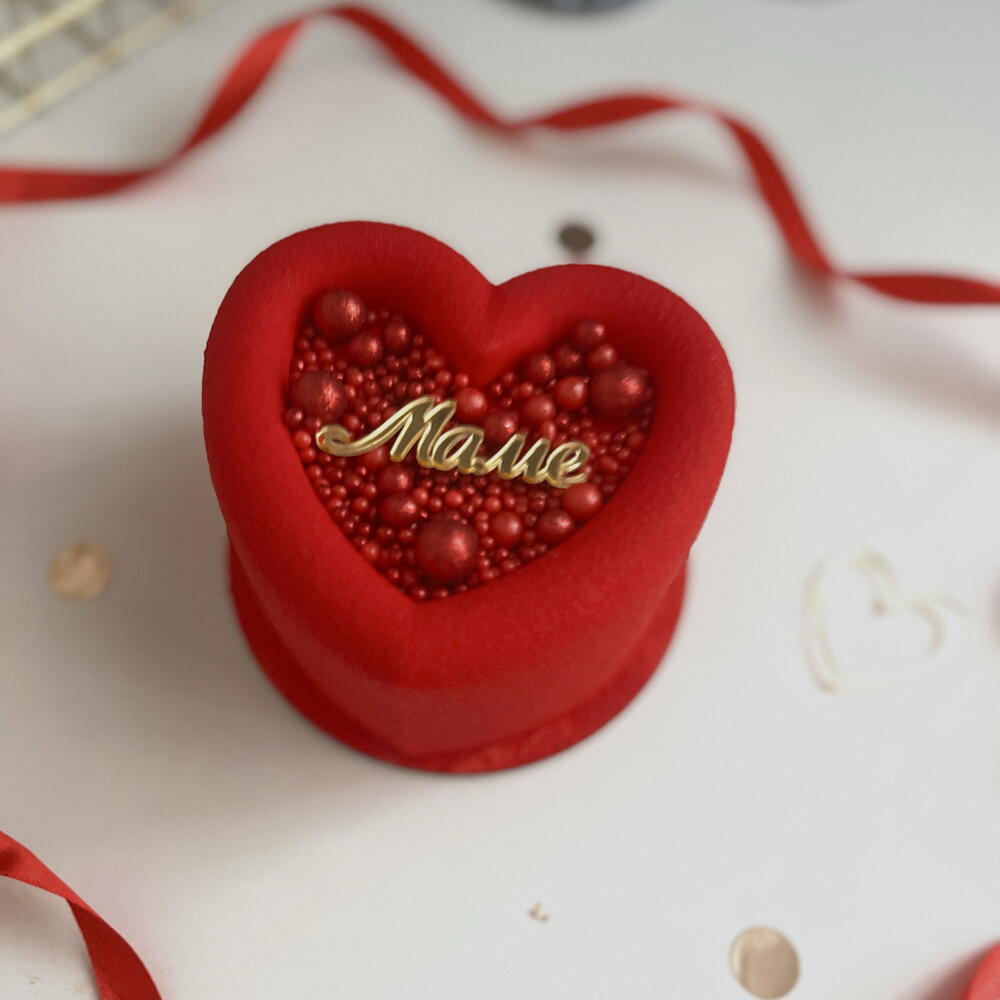 Бенто торт муссовый красное сердце День мамы