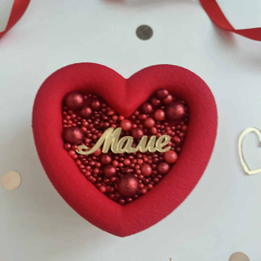 Бенто торт муссовый красное сердце День мамы