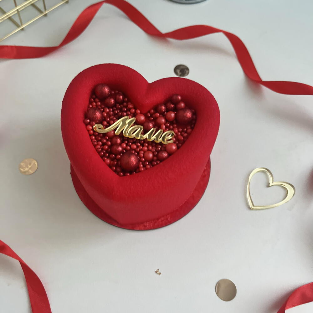 Бенто торт муссовый красное сердце День мамы