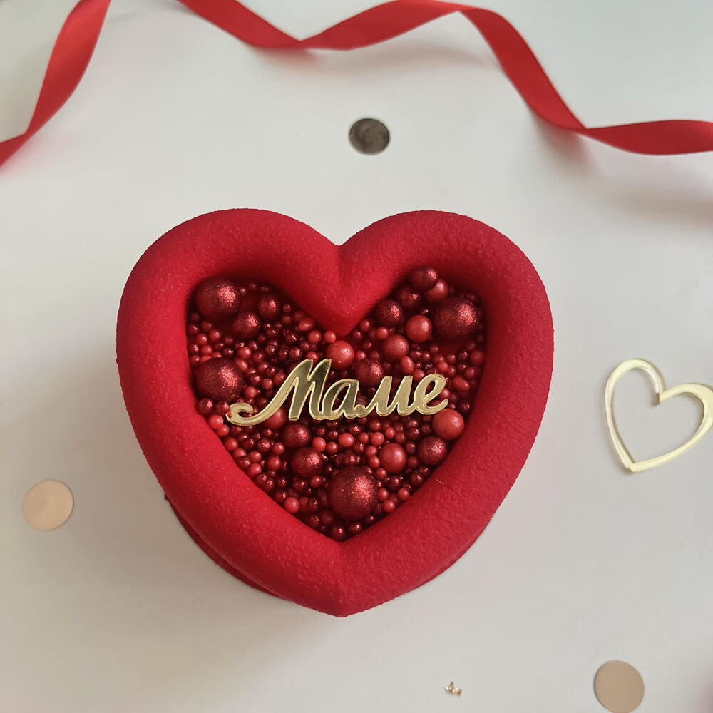 Бенто торт муссовый красное сердце День мамы