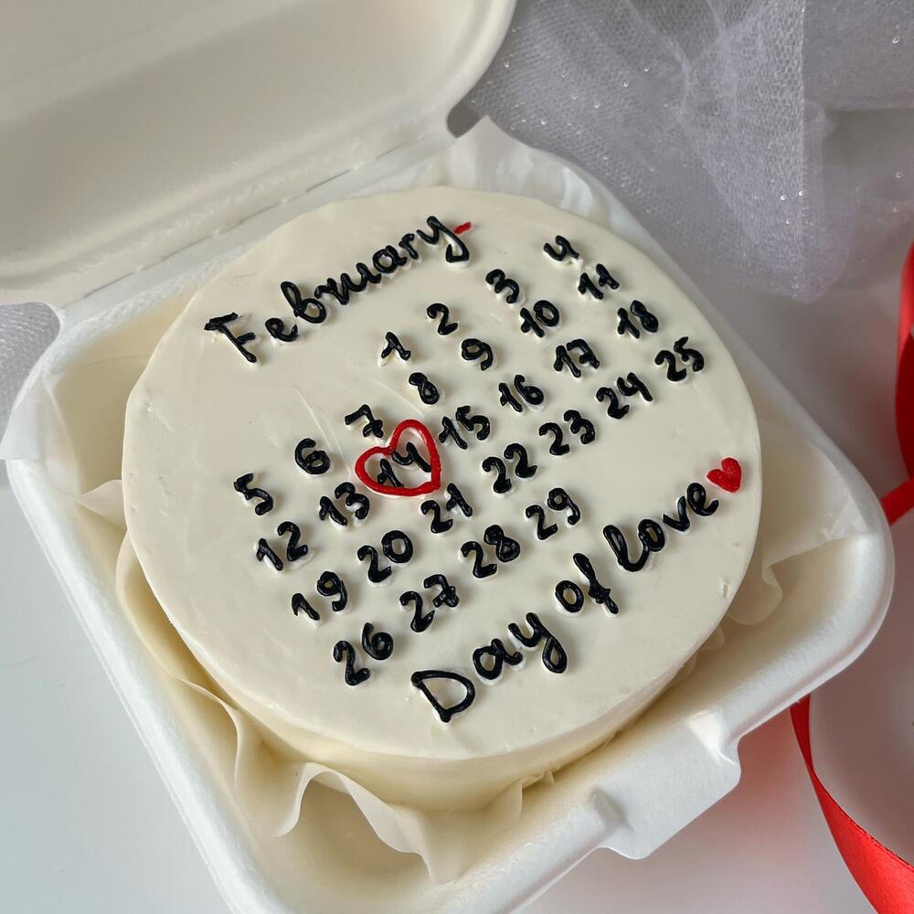 Бенто-торт на 14 февраля для парня/девушки «календарь»