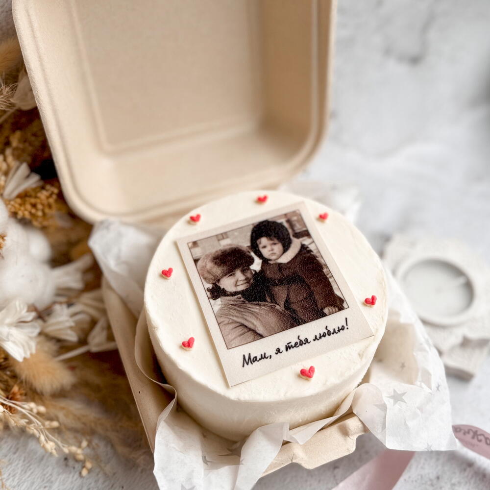 Бенто торт на день мамы с фотографией на палароид